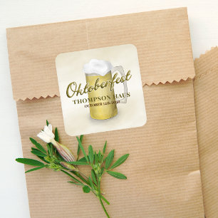 Typography Trendy Script Oktoberfest Beer Square Sticker