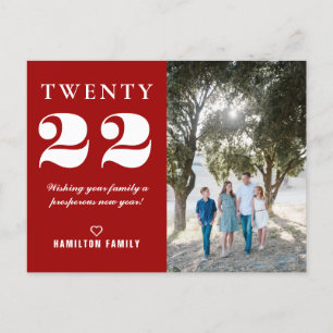 Typography Twenty Twenty Two New Year Photo Postcard