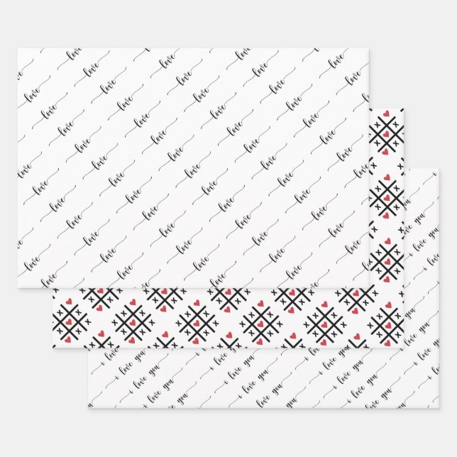 Typography Valentine's Day  Wrapping Paper Sheet (Set)