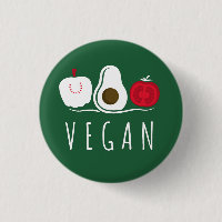 Typography Vegan Veg Fruit Motifs White on Green