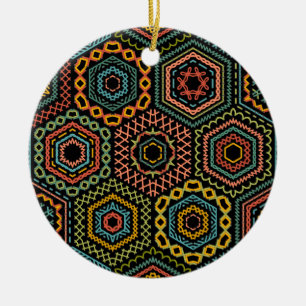 Typography, Vintage Style, Retro Vibe, Watercolor, Ceramic Tree Decoration