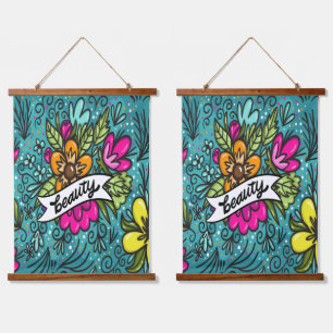 Typography, Vintage Style, Retro Vibe, Watercolor, Hanging Tapestry