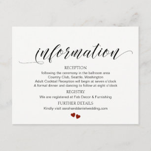 Typography Wedding Information Enclosure Card