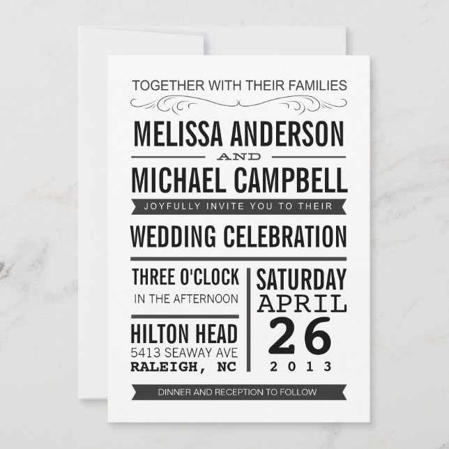 Typography Wedding Invitation (Front)