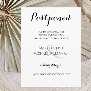 Typography Wedding Postponement Postcard