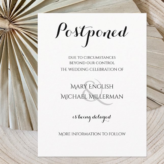 Typography Wedding Postponement Postcard (Creator Uploaded)