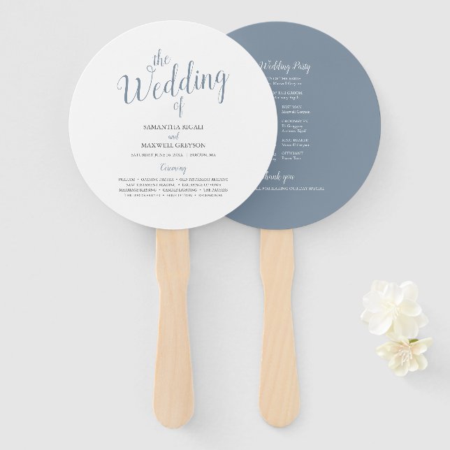 Typography Wedding Program Fan (Front and Back)
