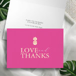 Typography Wedding Thank You Cards Vibrant Pink<br><div class="desc">These vibrant pink wedding thank you cards are the perfect blend of modern elegance and tropical charm. Featuring the words "Love and Thanks" in minimalist gold foil typography, complemented by a gold foil pineapple, these cards make a bold statement against the vibrant pink background. The simple yet stylish design opens...</div>