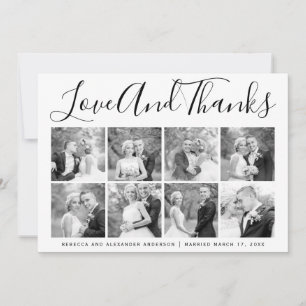 Typography wedding Thank You eight photo collage Card