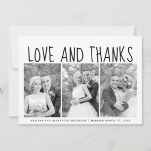 Typography wedding Thank You three photo collage