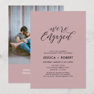 Typography "We're Engaged" Photo Engagement Party Invitation