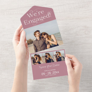Typography We're Engaged Save The Date All In One Invitation