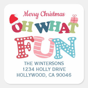 Typography What Fun Christmas Return Address Label
