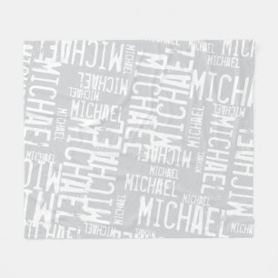 Typography White Names all over light-grey Fleece Blanket