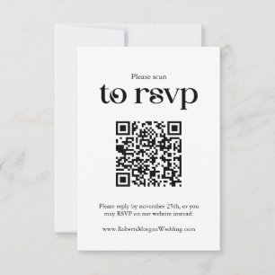 Typography White QR code Wedding RSVP Card