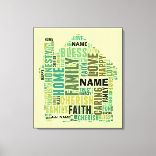 Typography Word Cloud Home Add Names to Customise Canvas Print