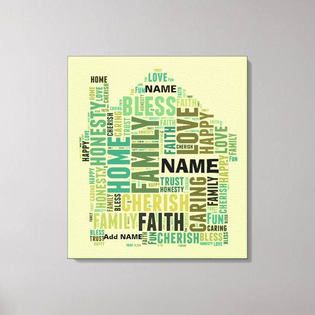 Typography Word Cloud Home Add Names to Customise Canvas Print (Front)