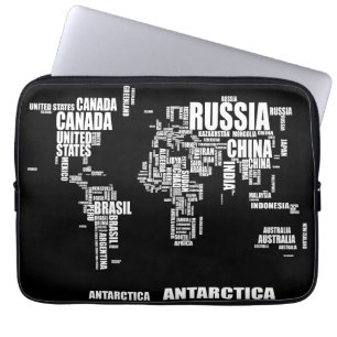 Typography World Map Laptop Sleeve