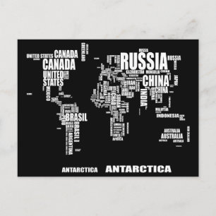 Typography World Map Postcard