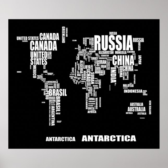 Typography World Map Poster (Front)