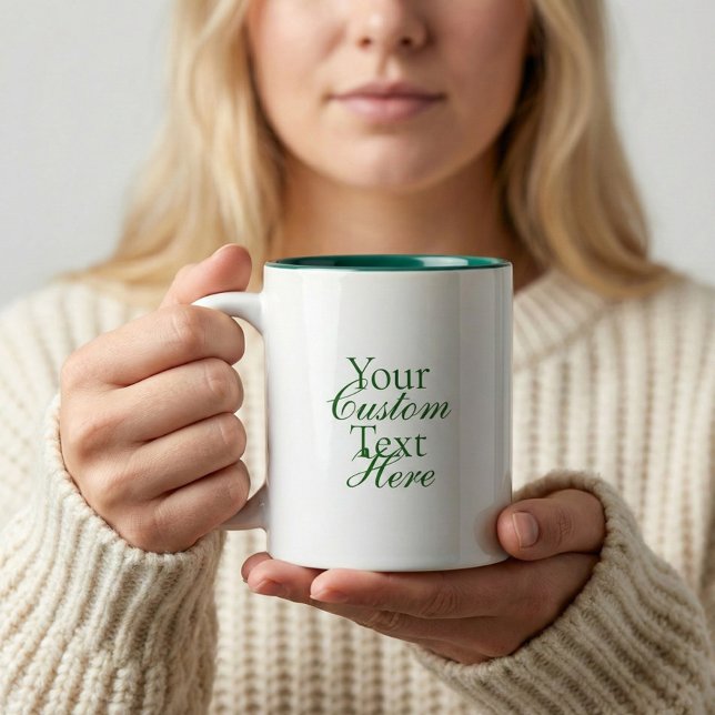 Typography Your Quote Serif And Script Green Two-Tone Coffee Mug (Creator Uploaded)