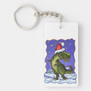 Tyrannosaurus Christmas Key Ring