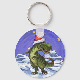 Tyrannosaurus Christmas Key Ring