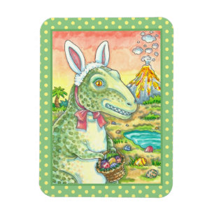 TYRANNOSAURUS, CUTE T-REX, EASTER BUNNY DINO MAGNET