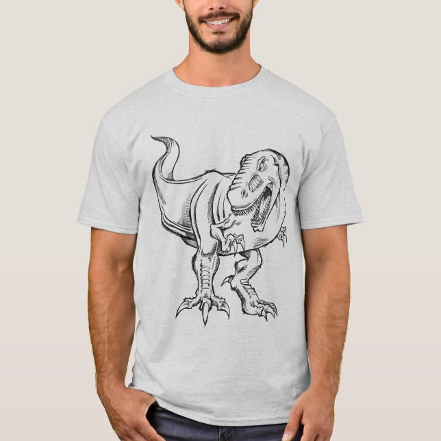Tyrannosaurus Dinosaur Sketch Doodle T-Shirt (Front)