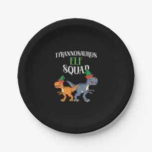 Tyrannosaurus Elf Squad Xmas T-Rex Dinosaur Christ Paper Plate