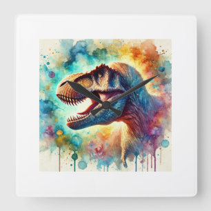 Tyrannosaurus Rex 160724AREF238 - Watercolor Square Wall Clock