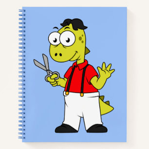 Tyrannosaurus Rex Barber With Scissors. Notebook