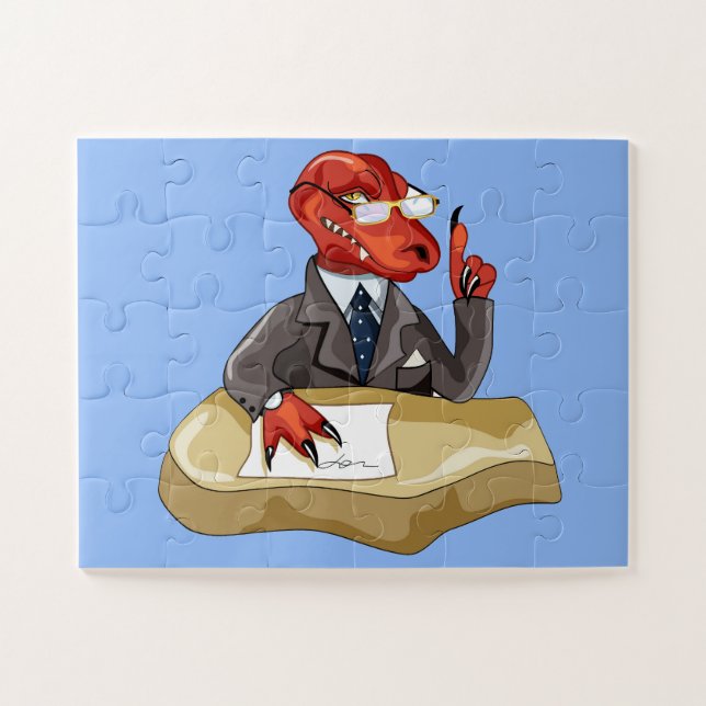 Tyrannosaurus Rex Boss Sitting At A Desk. 2 Jigsaw Puzzle (Horizontal)