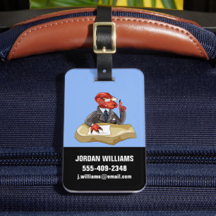 Tyrannosaurus Rex Boss Sitting At A Desk. 2 Luggage Tag