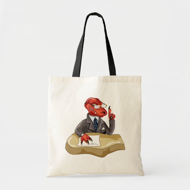 Tyrannosaurus Rex Boss Sitting At A Desk. 2 Tote Bag (Front)