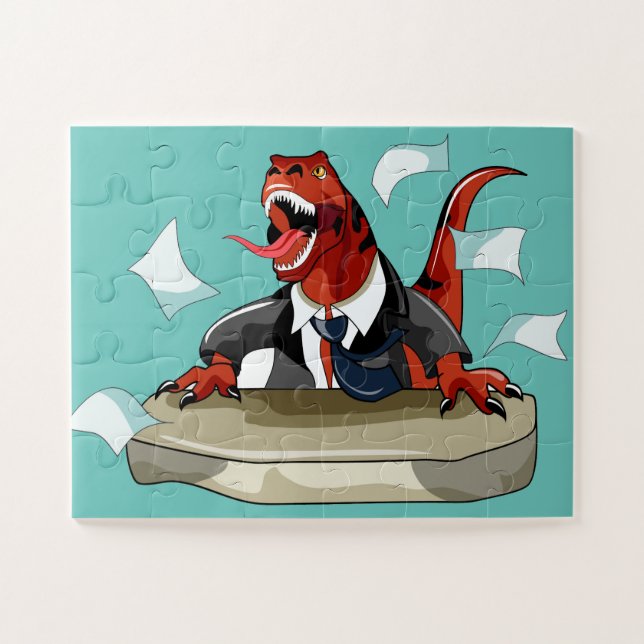 Tyrannosaurus Rex Boss Sitting At A Desk. Jigsaw Puzzle (Horizontal)