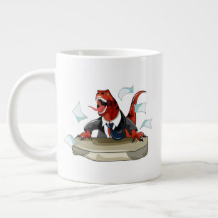 Tyrannosaurus Rex Boss Sitting At A Desk. Large Coffee Mug