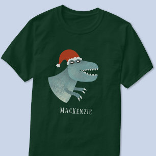 Tyrannosaurus Rex Christmas Santa Hat Personalised T-Shirt