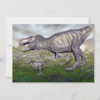 Tyrannosaurus rex dinosaur mum and baby- 3D render