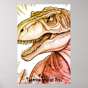 Tyrannosaurus Rex Dinosaur on Bedroom Wall Poster