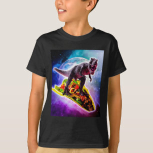 Tyrannosaurus Rex Dinosaur Riding Tacos in Space T-Shirt