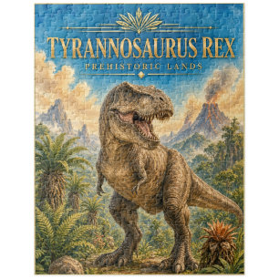 Tyrannosaurus Rex Dinosaur, Watercolor Art Jigsaw Puzzle