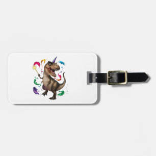 Tyrannosaurus Rex dinosaur with a unicorn horn Luggage Tag