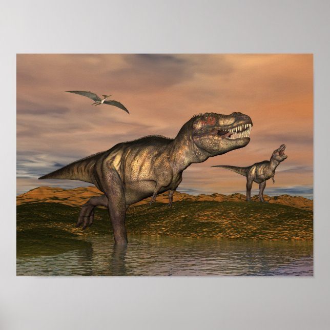 Tyrannosaurus rex dinosaurs - 3D render Poster (Front)