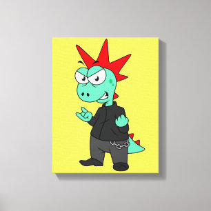 Tyrannosaurus Rex Dressed As A Punk. Canvas Print