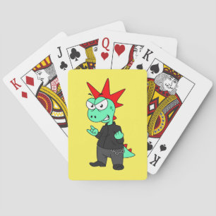 Tyrannosaurus Rex Dressed As A Punk. Playing Cards