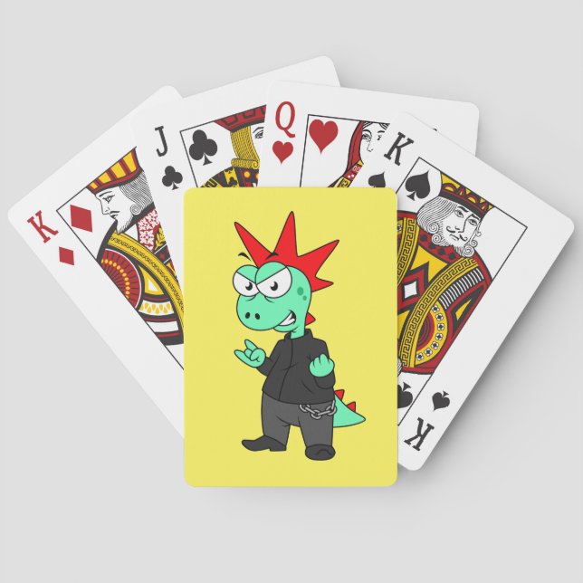 Tyrannosaurus Rex Dressed As A Punk. Playing Cards (Back)