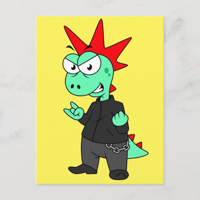 Tyrannosaurus Rex Dressed As A Punk. Postcard (Front)