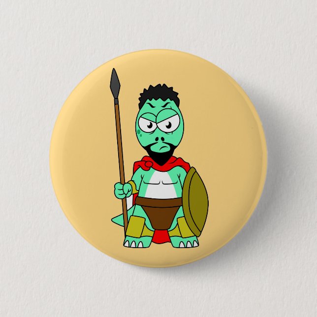 Tyrannosaurus Rex Dressed As Leonidas. 6 Cm Round Badge (Front)