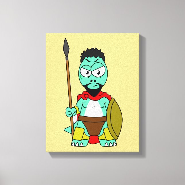 Tyrannosaurus Rex Dressed As Leonidas. Canvas Print (Front)